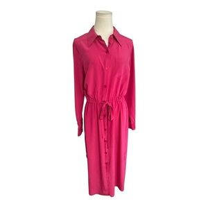 DVF 100% Silk‎ Assets Diane Von FURSTENBERG Long Sleeve Button Up Shirt Dress M